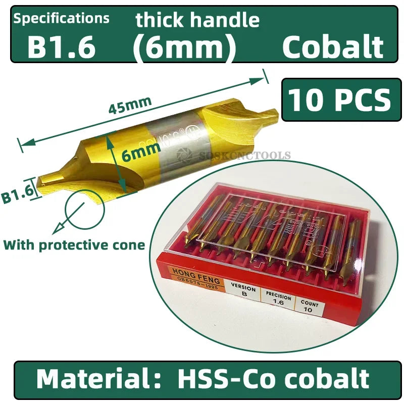 HSS Combined Center Drills Ti-Coated 60 Degree Countersinks Angle Bit Set 6pcs 1.0-5mm Metal Centering Dril Bit Lathe W6542 M35