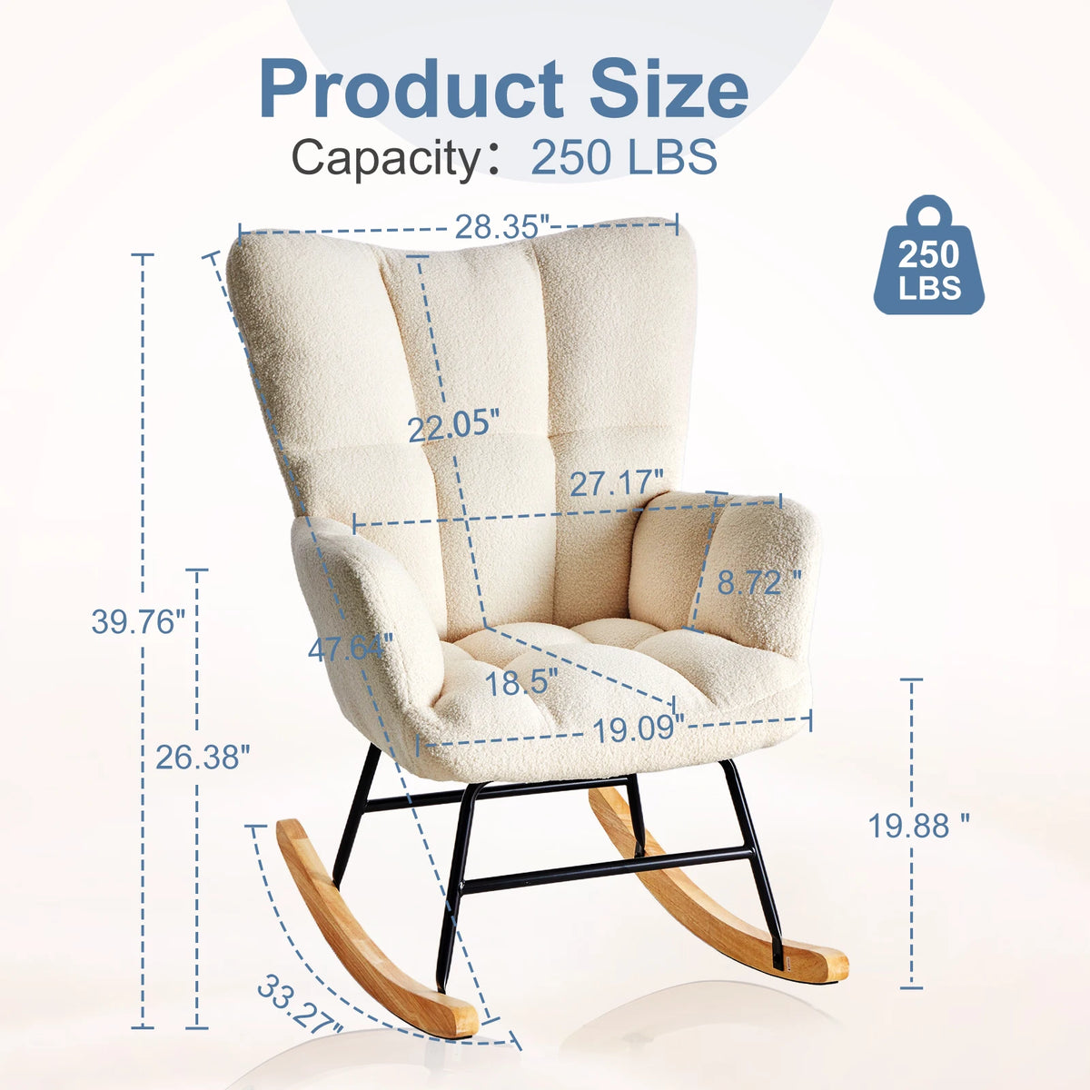 MCQ Teddy Fleece Ergonomic Office Chair Metal Frame Soft Cushion Lumbar Support High Backrest Heavy Capacity For Office