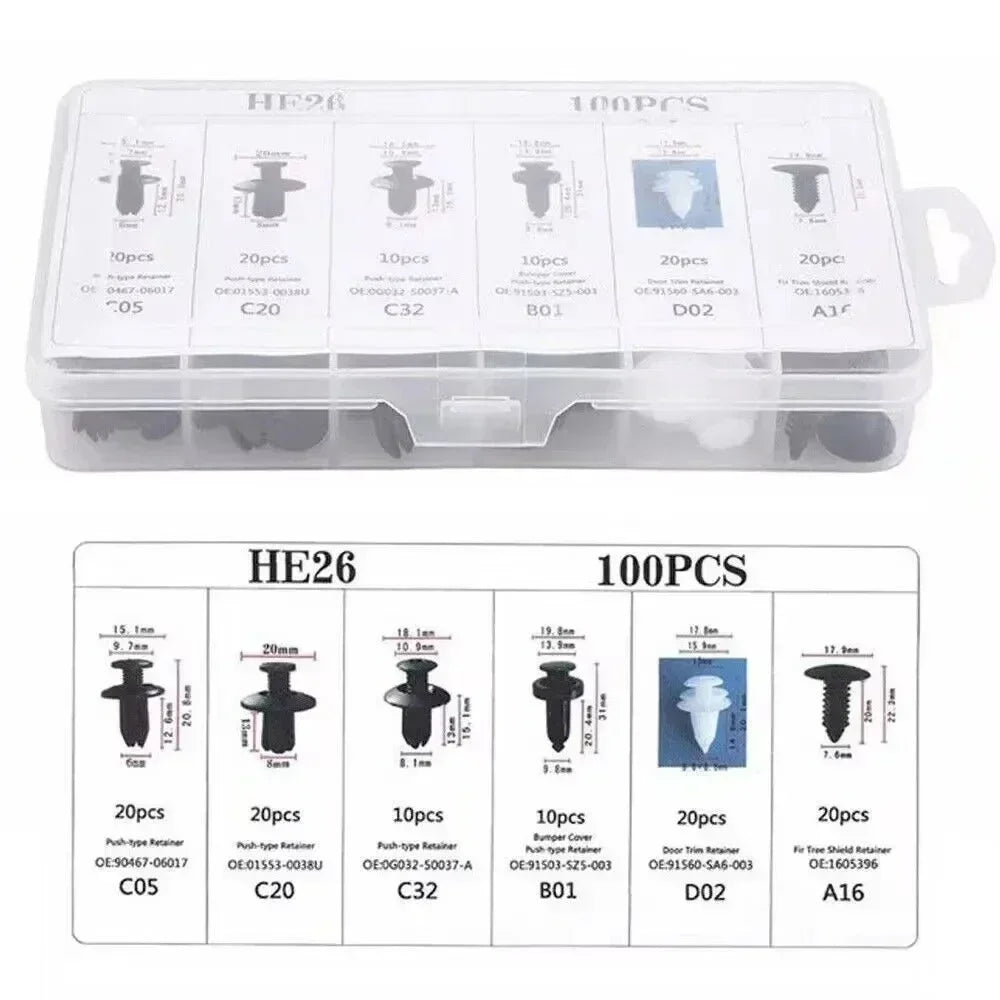 800Pcs-100pcs Car Plastic Retainer Clips Set Auto Fender Push Pin Rivet Door Trim Panel Retainer Car Bumper Fasteners Clips Tool