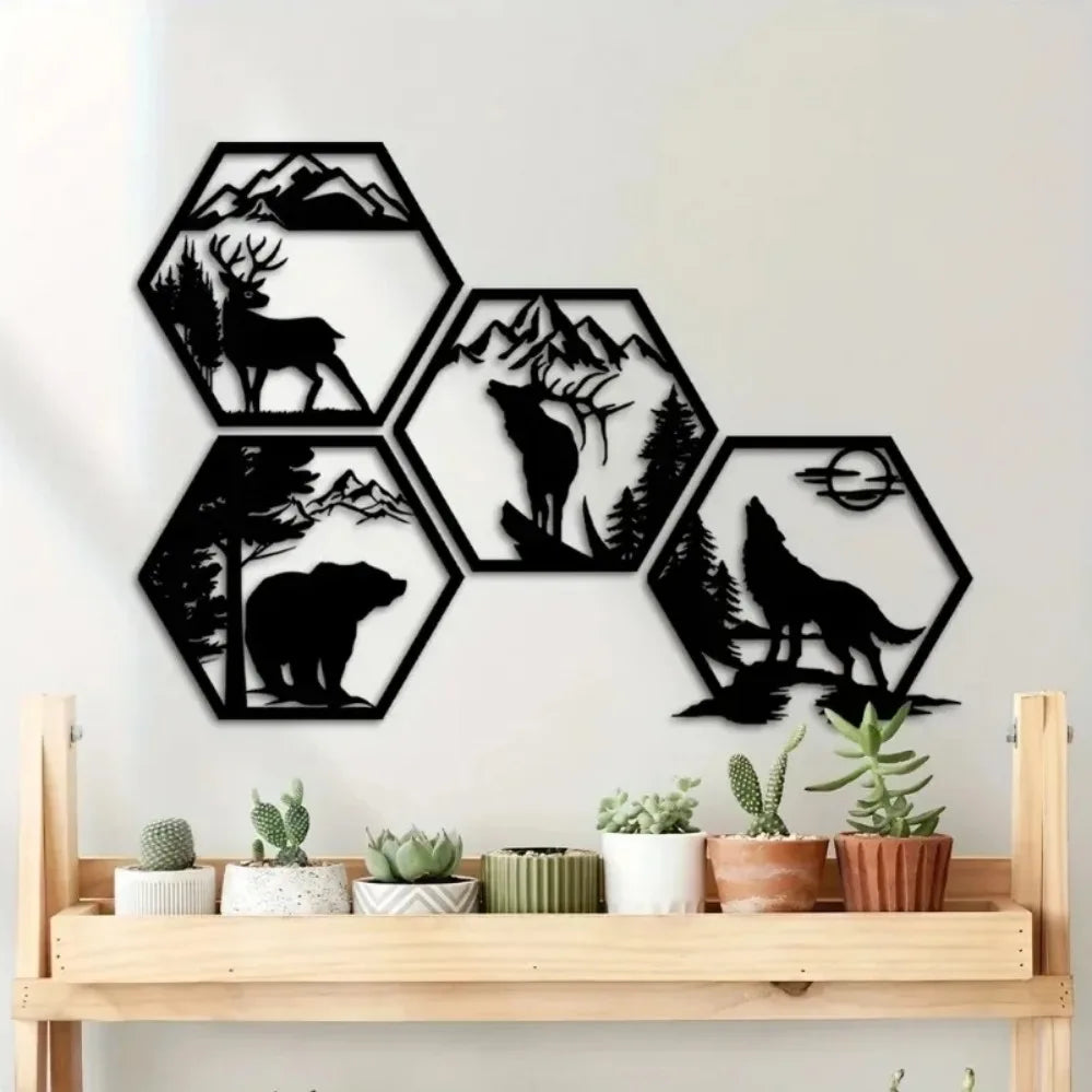 Rustic Wilderness Forest Metal Wall Sculpture Set – Enchanting Art to Adorn Your Walls