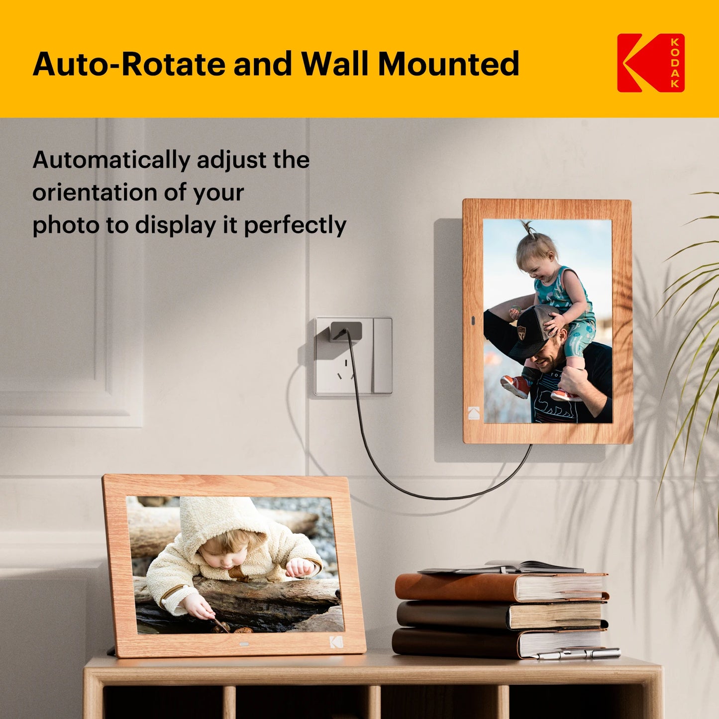 Kodak 10.1 Inch Electronic Picture Frame HD 1280*800 Display with Remote Music Video Player Calendar Clock for Room Decor