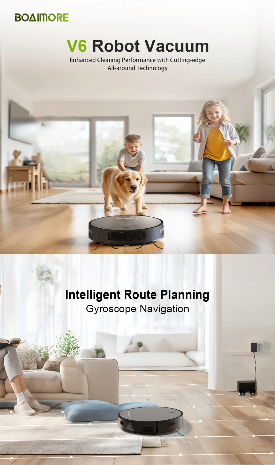 Robot Vacuum Cleaner Combo and Mop 6000PA Strong Suction  Robotic App& Remote Control Self-Charging Smart Mapping for Pet Hair