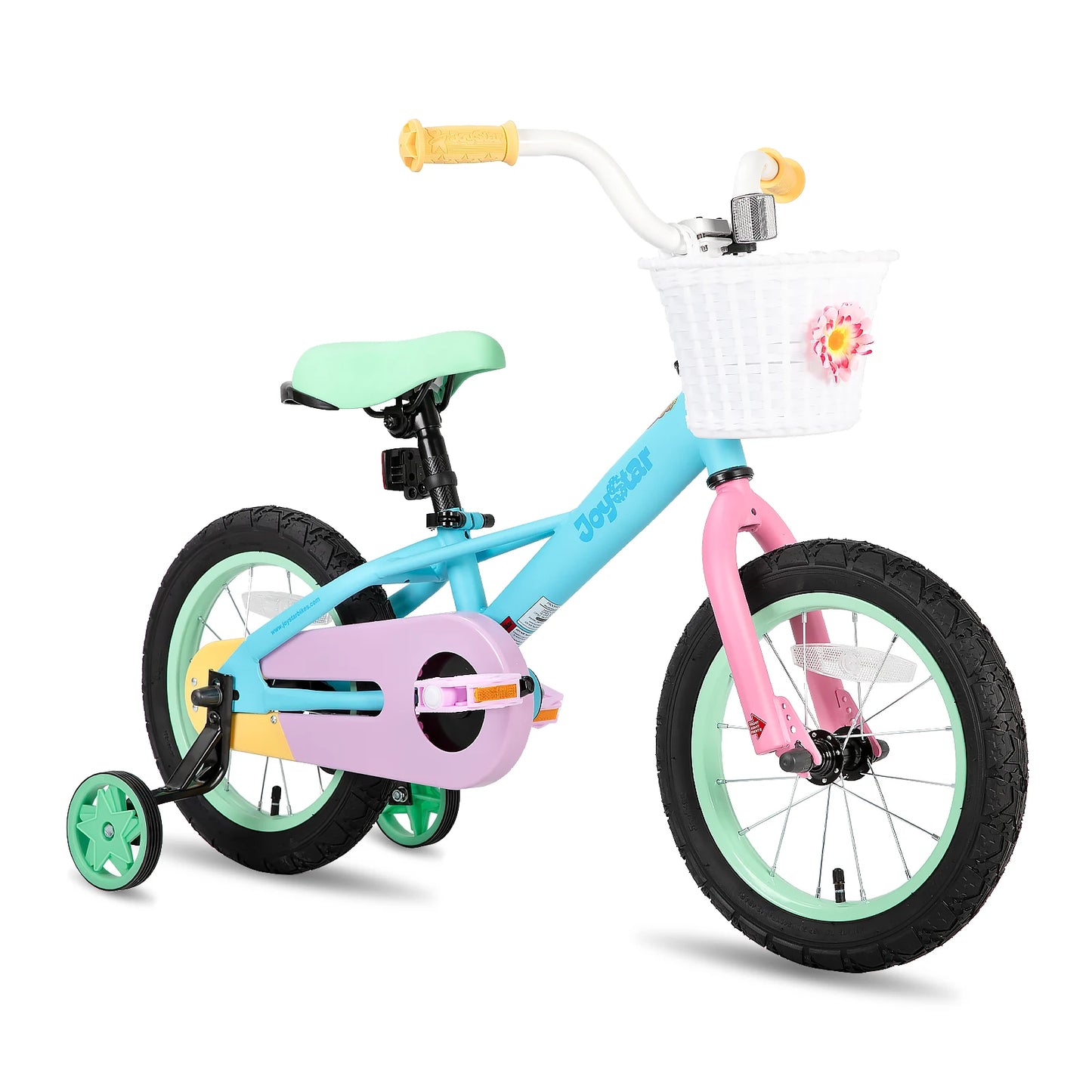 JoyStar Macaroon Kids Bike With Training Wheels And Front Basket