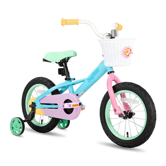 JoyStar Macaroon Kids Bike With Training Wheels And Front Basket