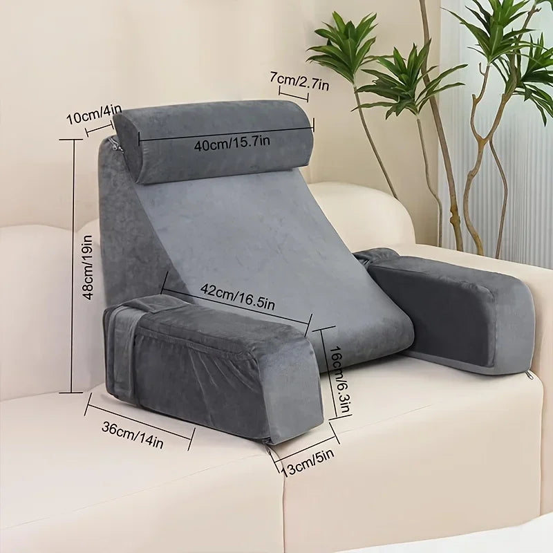 Memory Foam Reading Pillow With Armrests For Bed Comfort
