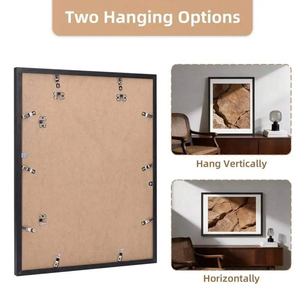 Tomnk 1PC 16X20/18X24/20X30/24X36in Black Woodgrain Picture Classic Texture Photo Frame - Wall Hanging Or Tabletop Display,