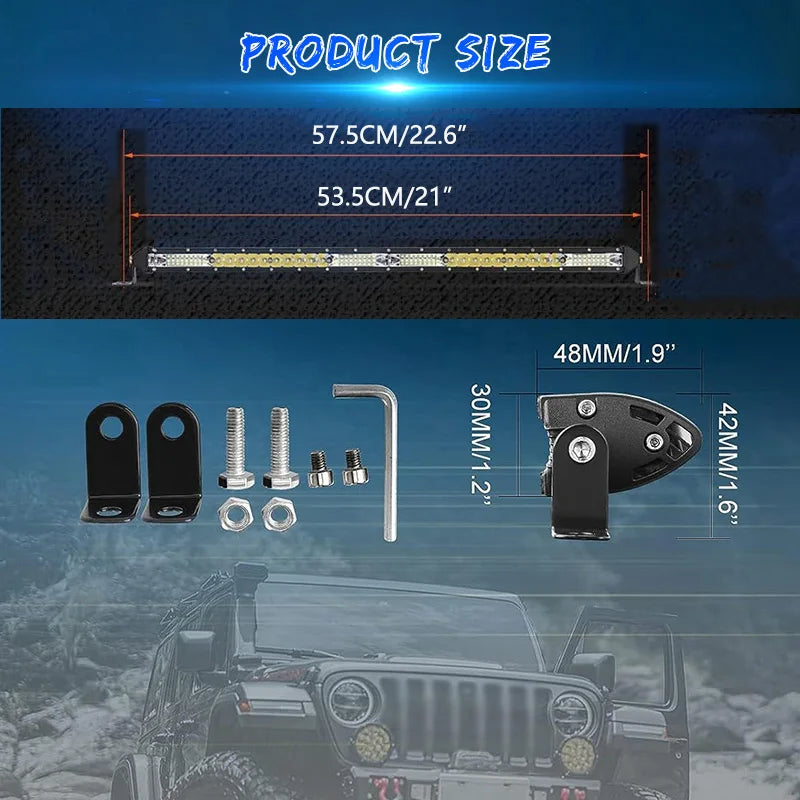 20 Inch 152W Combo LED Light Bar Set - 2 Pcs 4 Inch Work Driving Lamps with Wiring Harness for Off Road ATV Boat Lighting 12-24V