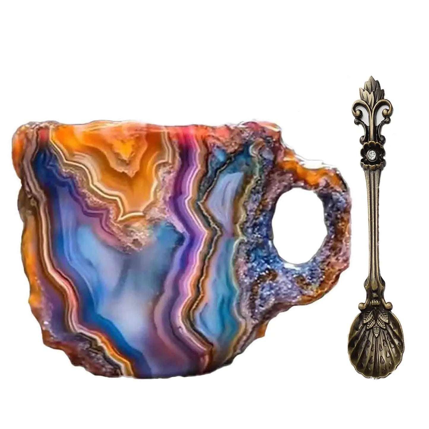 1PC Multi-Colored Mineral Crystal Coffee Mug，Natural Mineral Crystal Mug， Colorful Crystal Christmas Mugs,Christmas Gift New