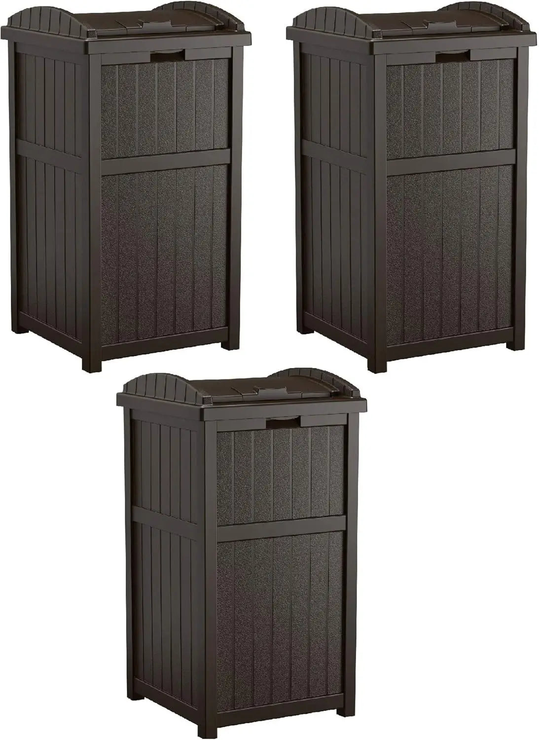 Suncast 30 Gallon Outdoor Trash Hideaway Resin Refuse Container Lid Cyberspace Concealed Waste Storage Patio Backyard Garden