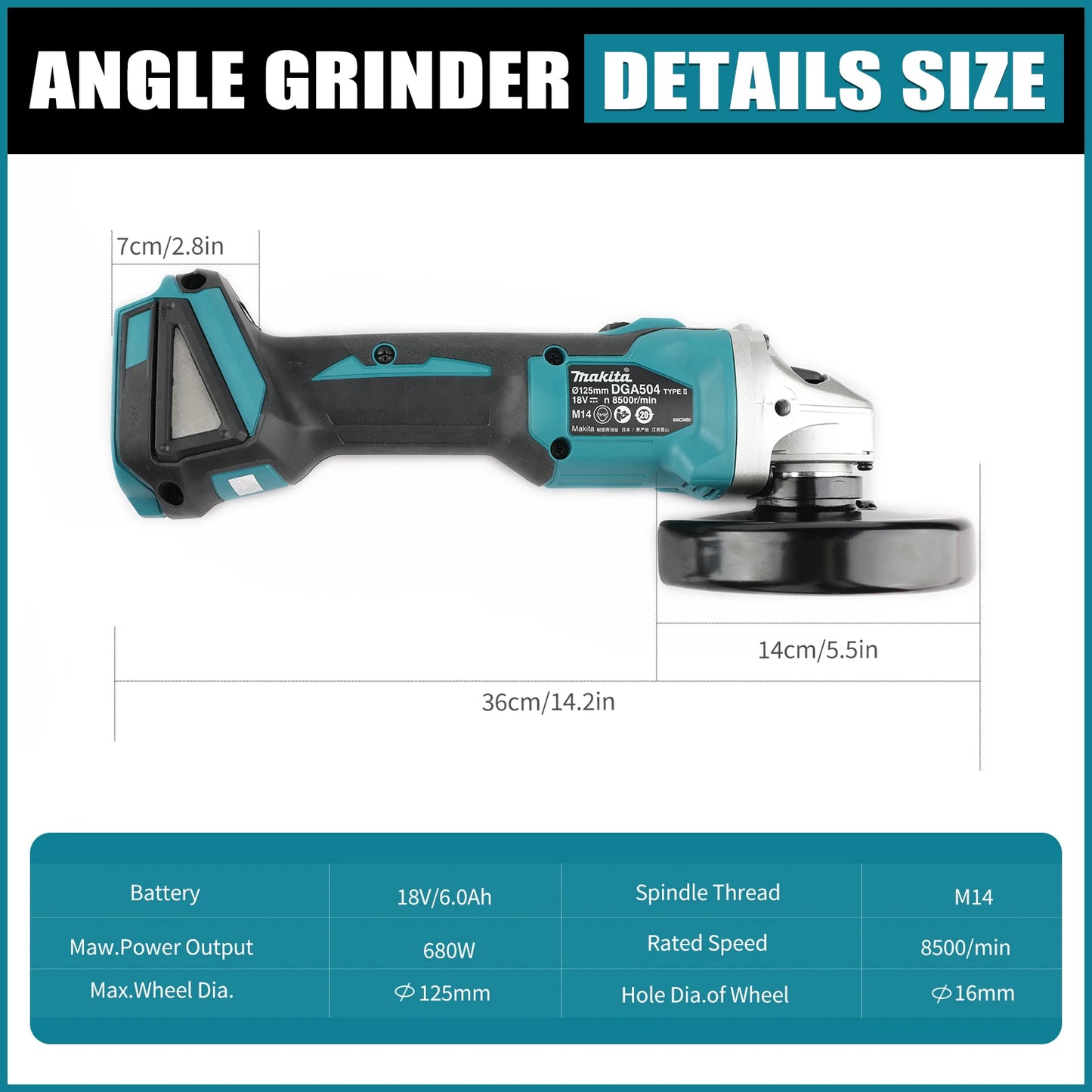 Makita DGA504 18V Brushless Angle Grinder Cutting And Polishing