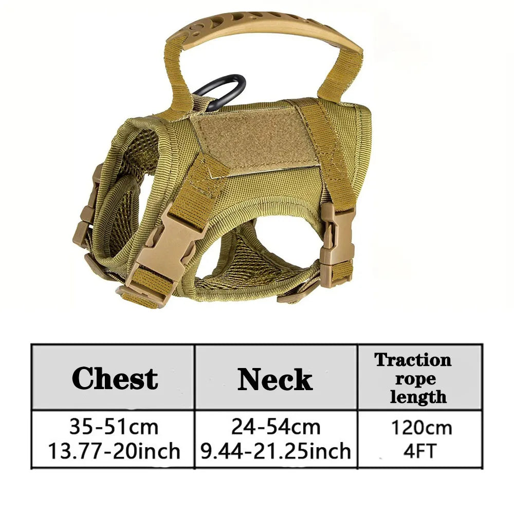 Adjustable Tactical Pet Harness With Breathable Mesh Vest
