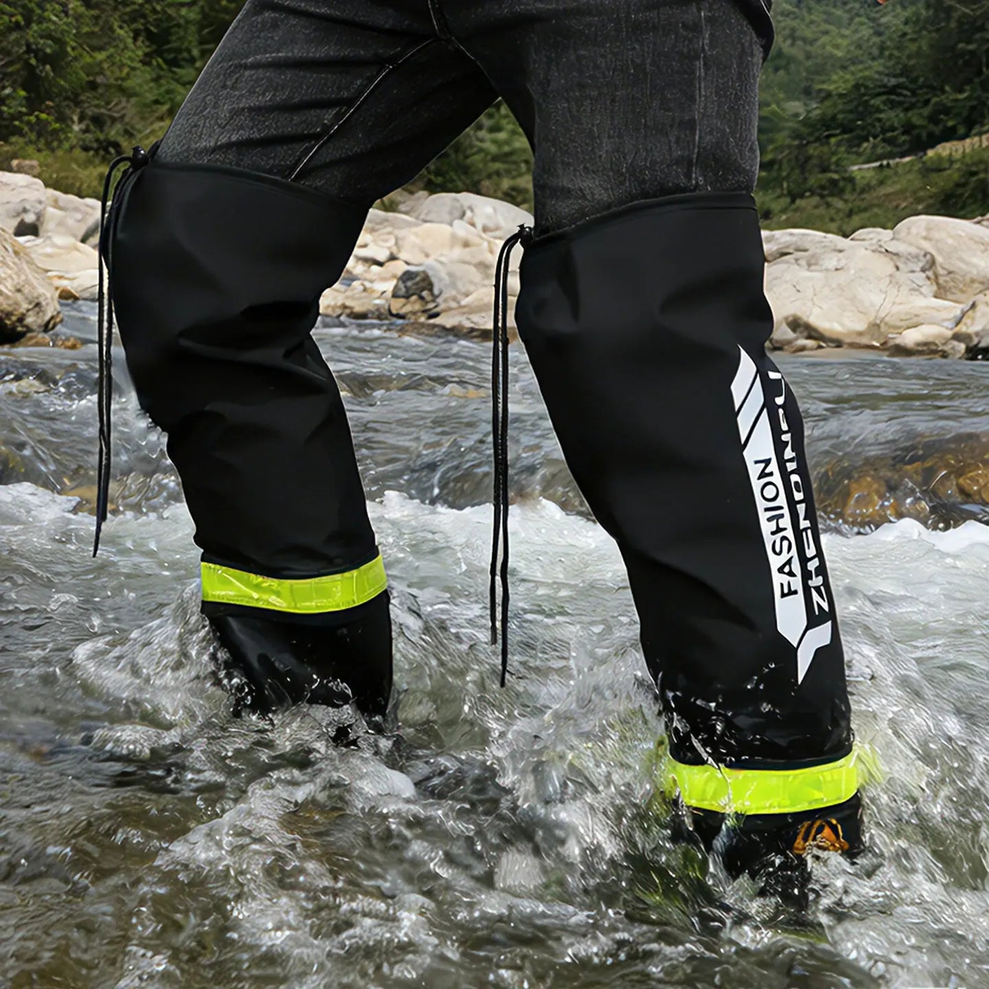 Foldable outdoor high-top rain boots men's lure waterproof anti-slip lure fishing wading boots rice transplanting stream tracing