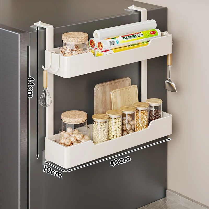 Refrigerator Side Storage Rack Kitchen Multi-function Storage Artifact Wall-mounted Multi-layer Seasoning Film Storage Rack
