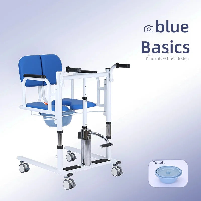 Patient Lift Chair, Metal Adjustable Height Transport Wheelchair, Elderly Transfer Lift, Home Nursing Toilet Transfer Chair