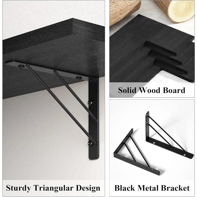 Corner Shelf Wall Mounted Floating Wall Shelves for Storage Rustic Wood Hanging Shelves for Display Bathroom