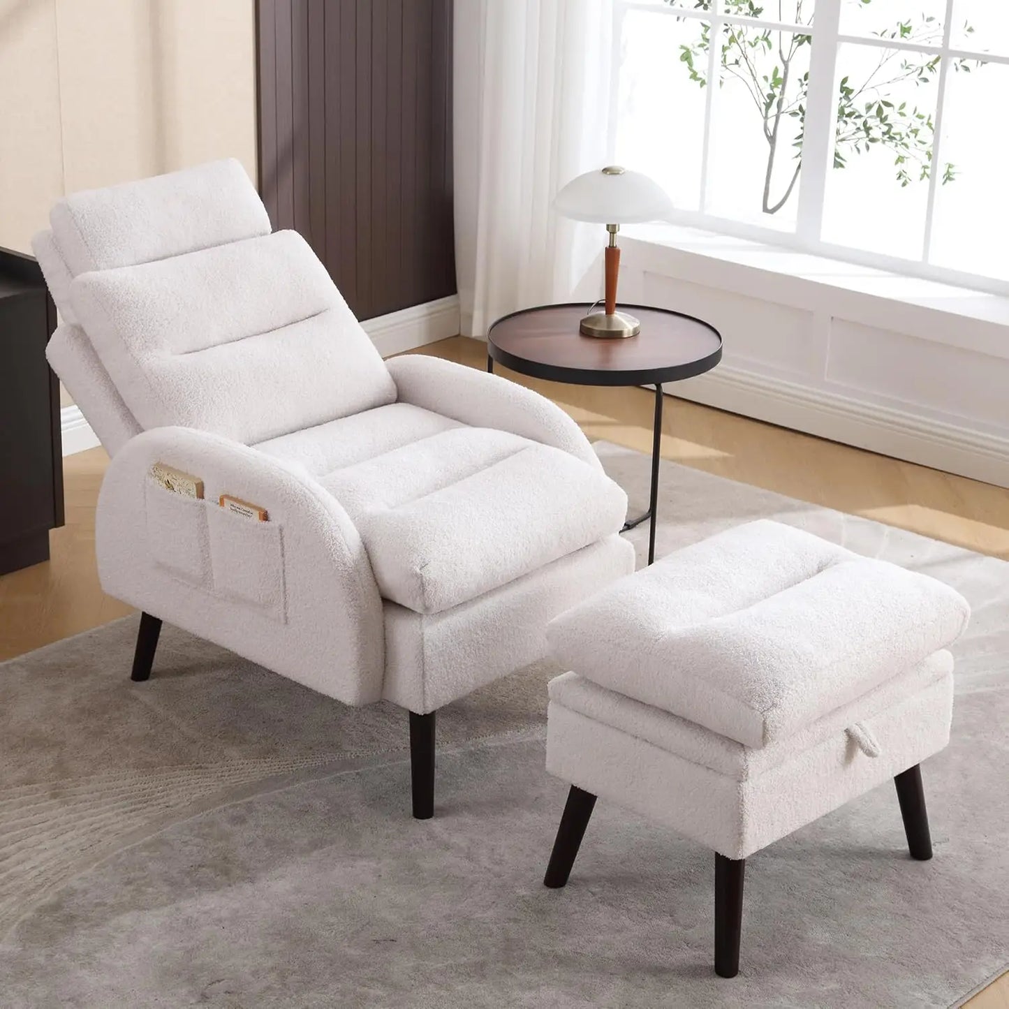 Accent Chair with Ottoman, Comfy Reading Chair and Ottoman Set, Modern Oversized Velvet Lounge Armchair with, Customized