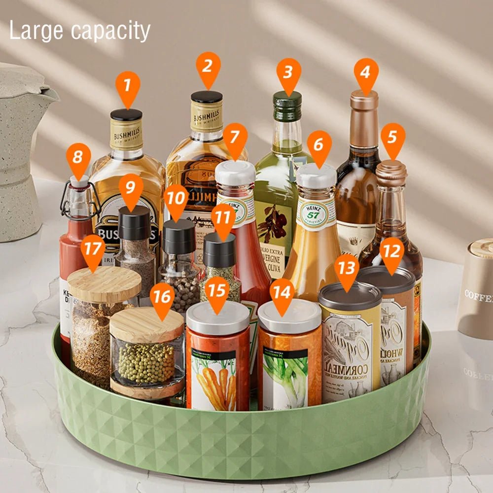 360 Rotating Seasoning Storage Rack Multifunction Pantry Cabinet Turntable for Cosmetics Kitchen Accessories Organizer Tray