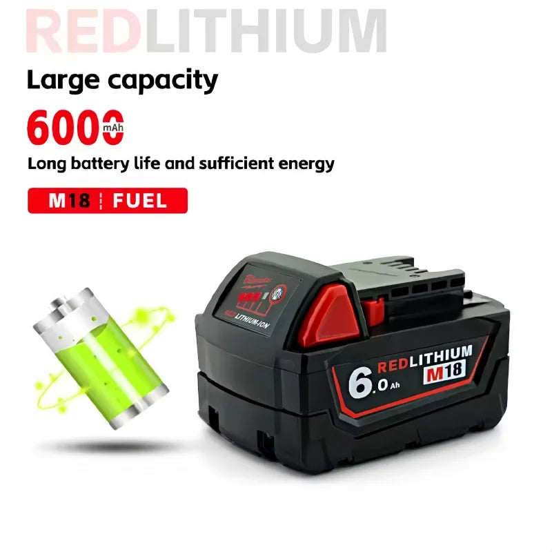 100% New Milwaukee M18 6.0Ah High Output Battery 18V Lithium-ion Rechargeable for Milwaukee M18 Cordless Power Tools 18v Battery