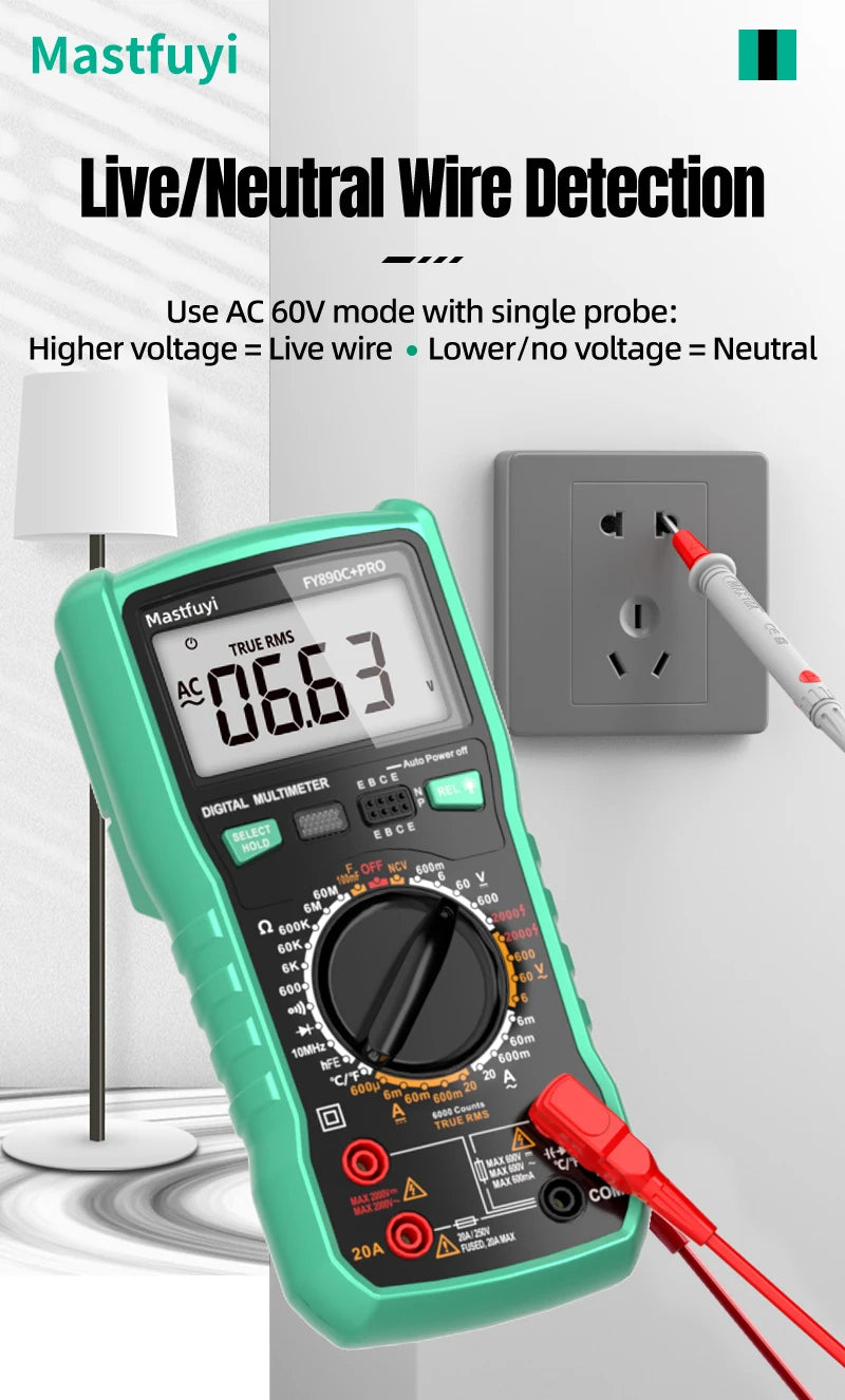 MASTFUYI 2000V 20A Extra-Large Range Digital Multimeter Photovoltaic Multimeter True RMS Multifunctional All-in-One Machine
