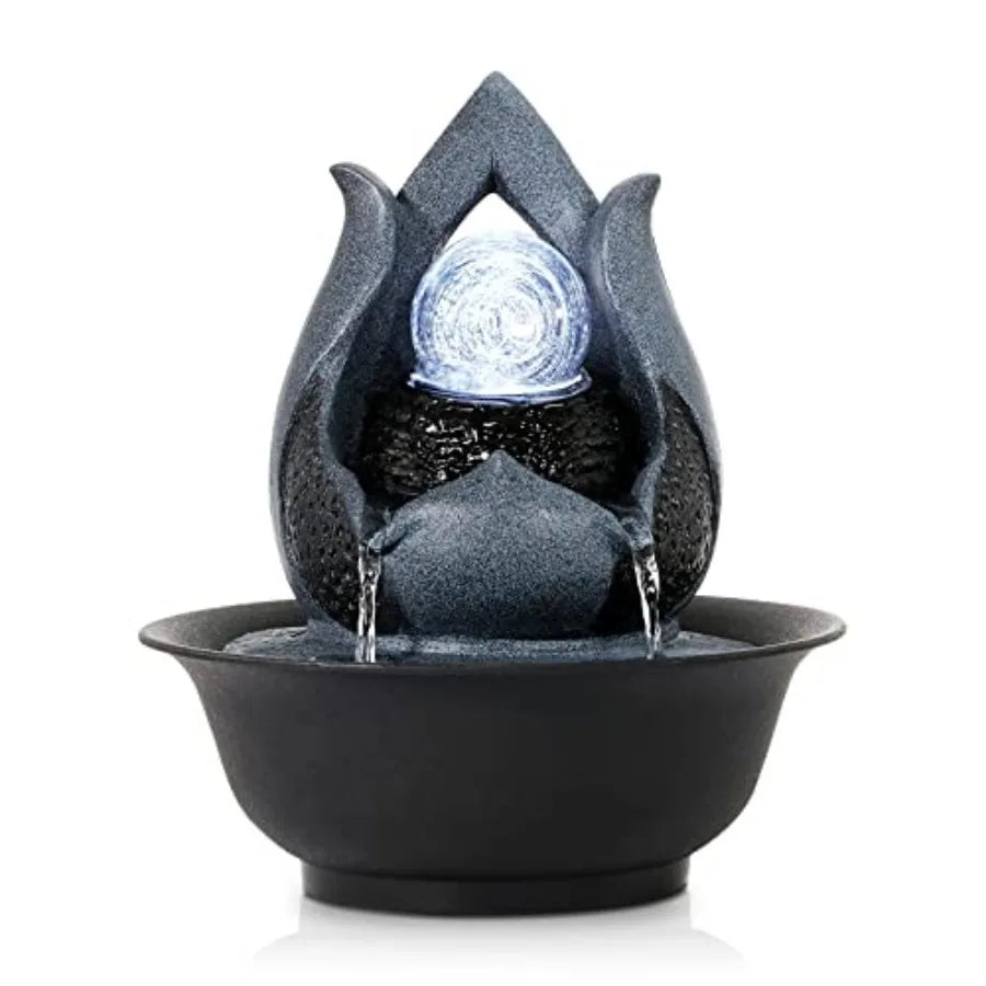 Indoor Fountain Tabletop Fountain Waterfall Fountains Stacked Rocks Water Feature Feng Shui Zen Meditation Relaxation Desktop F