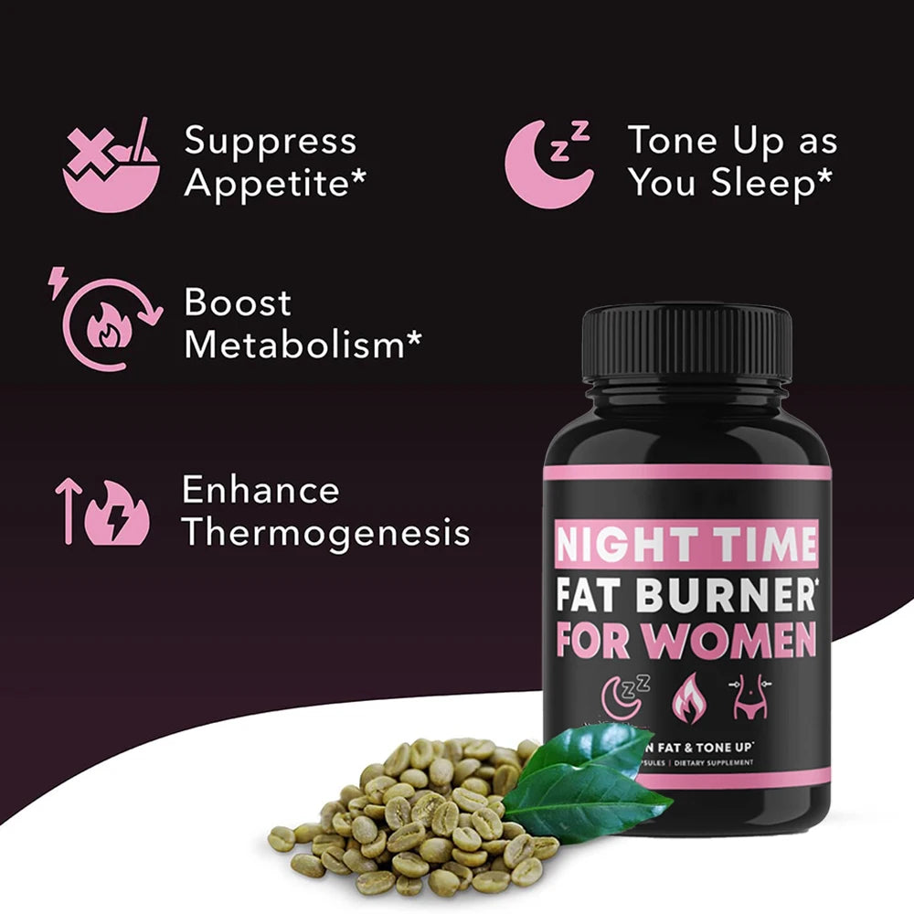 Night Time Fat Burner Weight Loss Supplement for Women, Overnight Sleep Fat Burning Weight Loss Pills, Support Metabolism