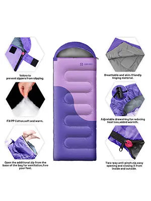 Sleeping Bags for Adults&Kids,Lightweight Waterproof Warm Weather Sleeping Bag,Compact Portable Sleeping Bag for Camping,Essentials Gear for Camping Hiking Outdoor Travel