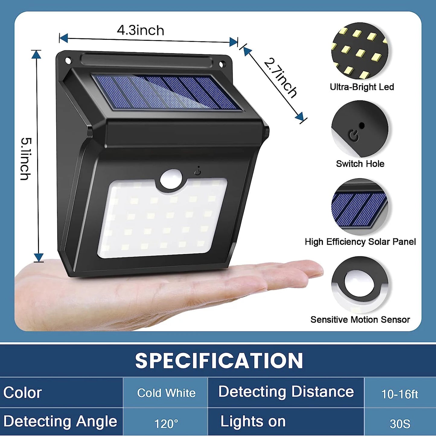 Solar Outdoor Lights - 4 Pack Motion Sensor Safety Lights