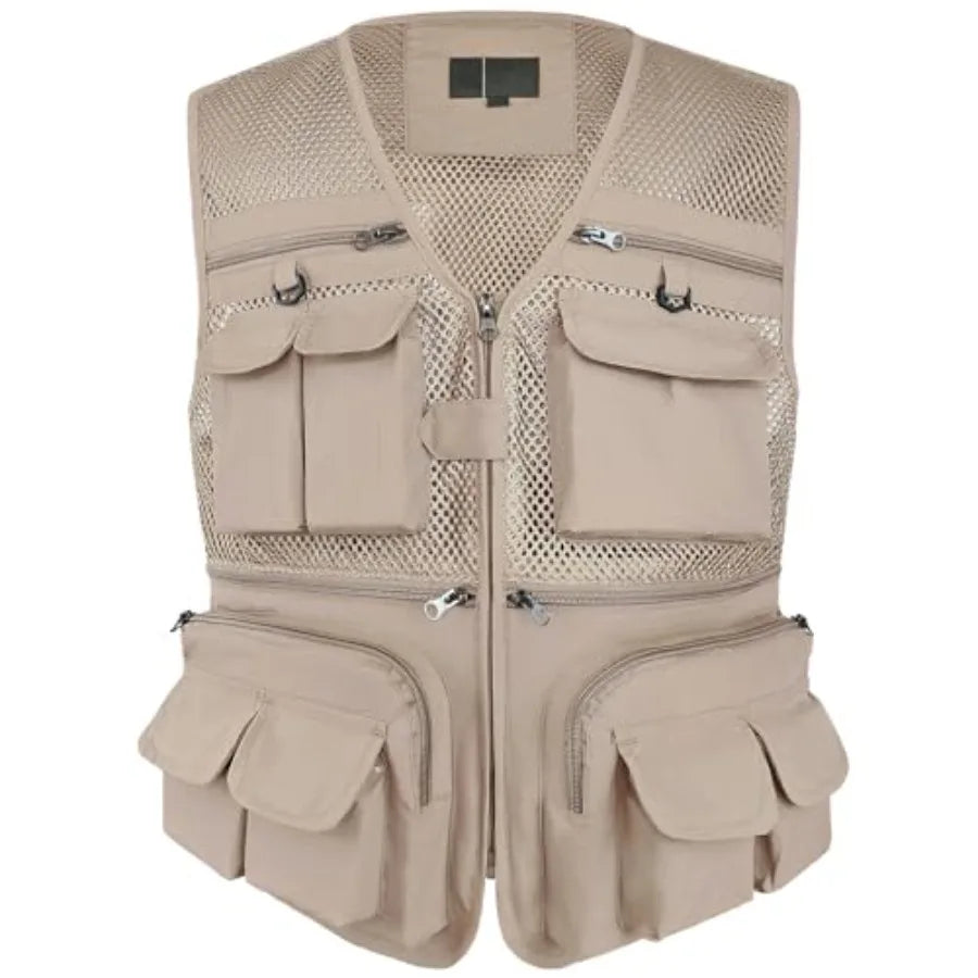 Versatile Men's Summer Vest for Fishing, Travel, Outdoor Work, Safari and Photography with Multiple Pockets