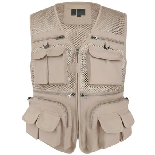 Versatile Men's Summer Vest for Fishing, Travel, Outdoor Work, Safari and Photography with Multiple Pockets