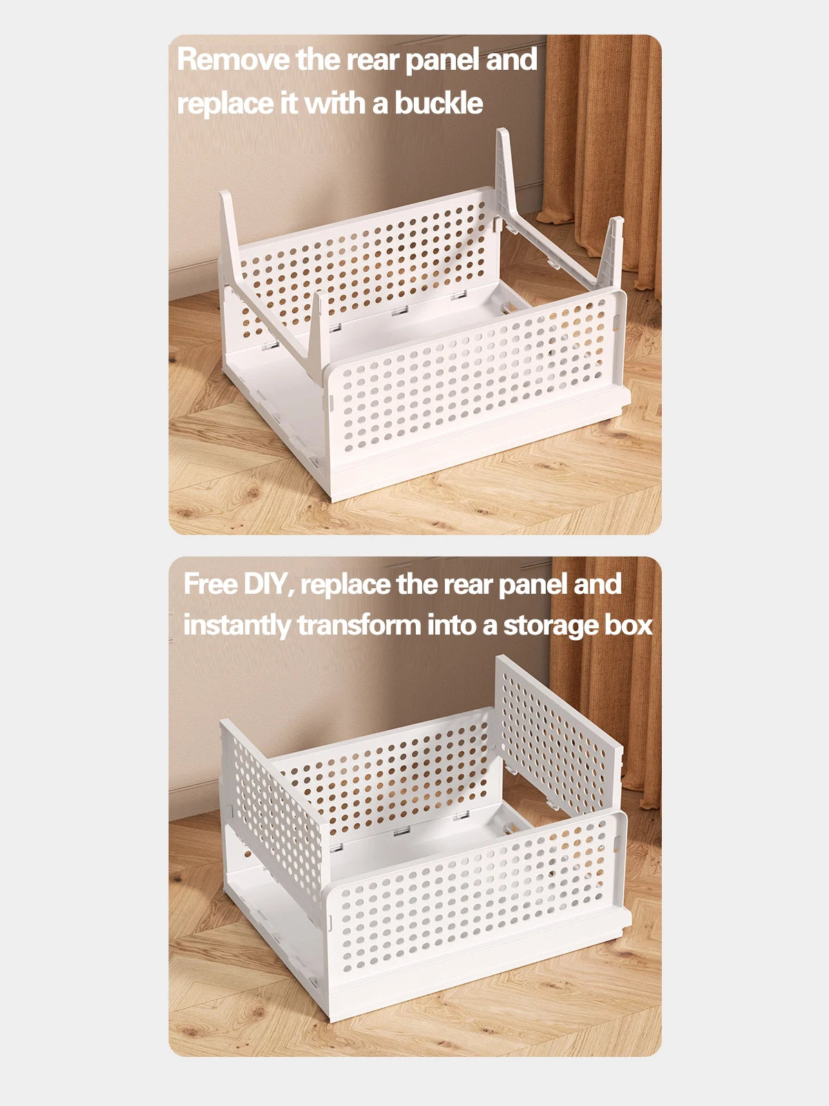 Stackable Storage Basket Plastic Folding Closet Organizers Storage Box Wardrobe Drawer Units layered Partition Storage rack