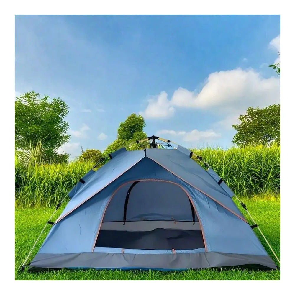 Tent With Mesh Screen, 4Person Blue, Lightweight Family TentQuick Setup For Park Picnics