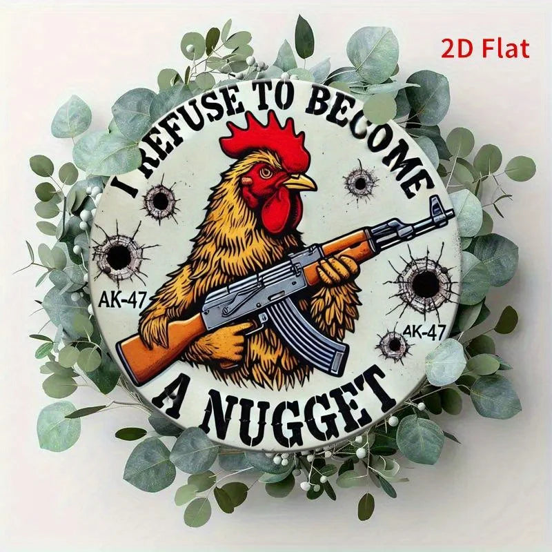 "Chicken Nugget" Metal Sign. 7.8x7.8 inch humorous design for home, office or coffee shop.