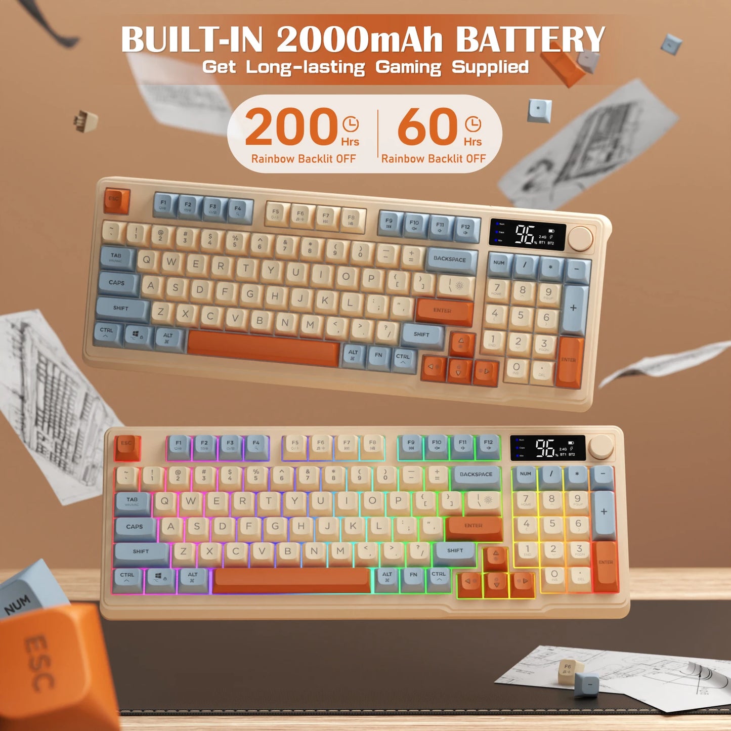 ZIYOU LANG Wireless Gaming Keyboard With Display And Knob