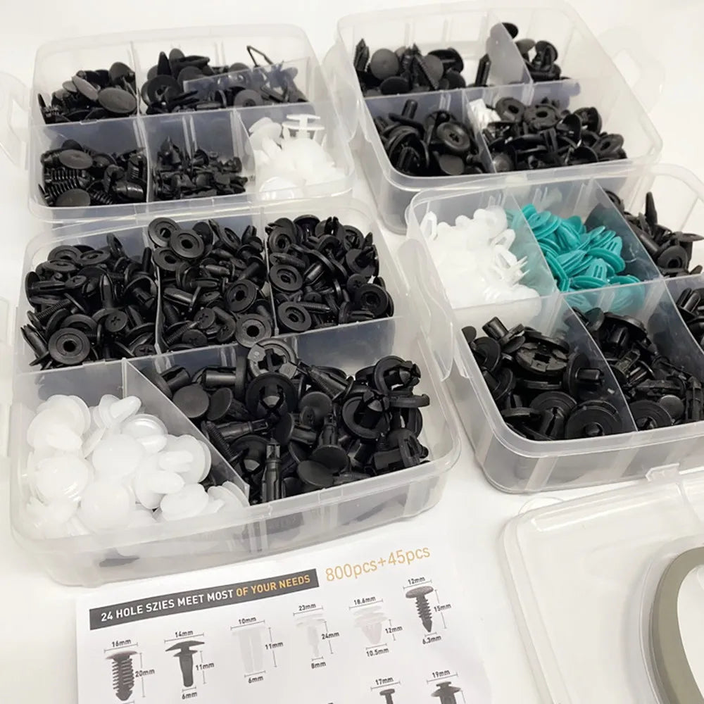 800Pcs-100pcs Car Plastic Retainer Clips Set Auto Fender Push Pin Rivet Door Trim Panel Retainer Car Bumper Fasteners Clips Tool