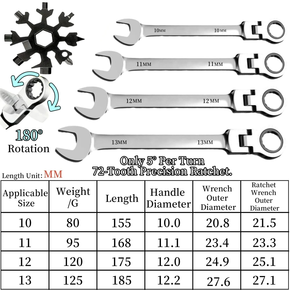 Ratcheting Wrench Set Metric Hand Tools For Car Repair