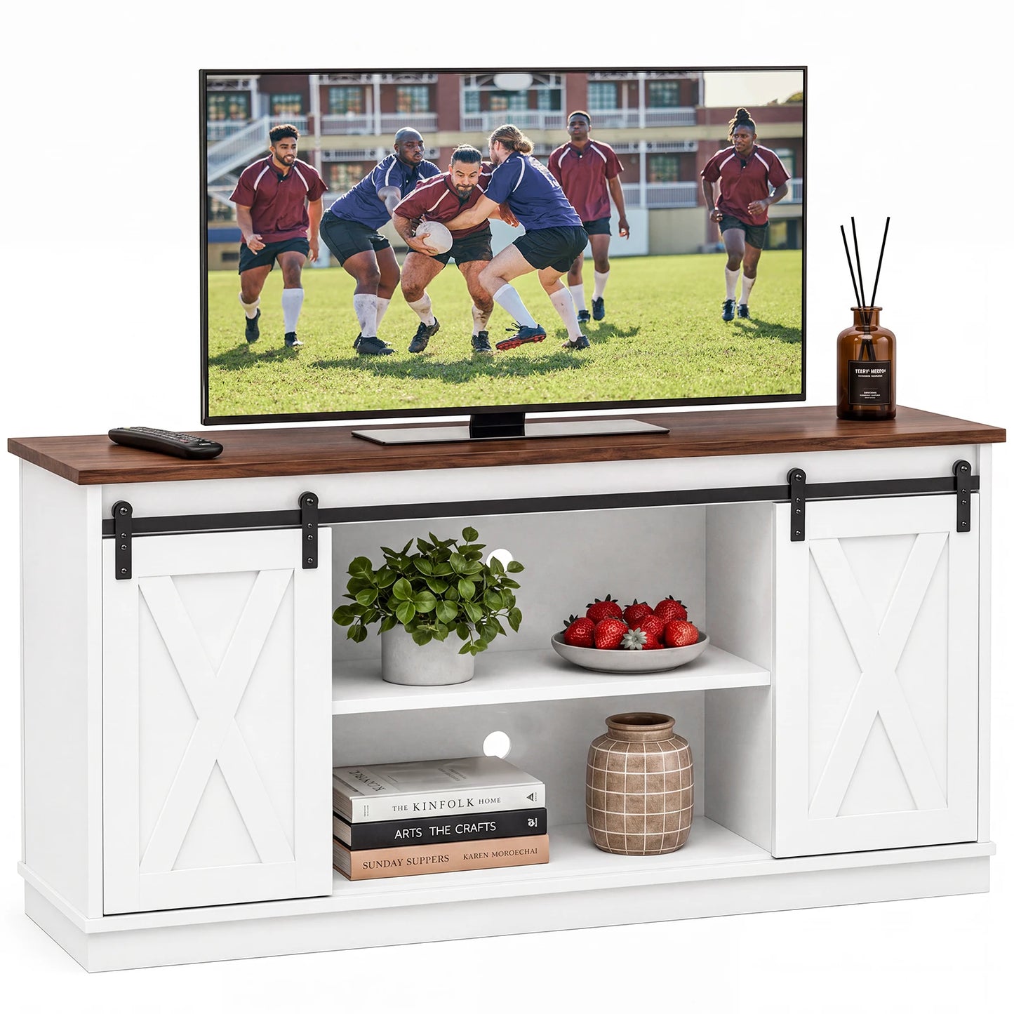 MCQ Wood Storage Shelves Cabinet For Living Room Modern Media TV Console Table TV Stand for 65 Inch Television Storage Organization Beside Nightstand Tables Storage Closet Chest Display Furniture