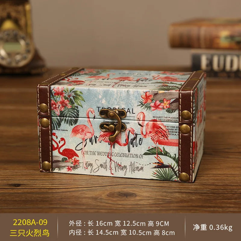 European-Style Retro Storage Box Desktop Cosmetics Sundries Storage Box Leather Wedding Candies Box Gift Box Storage Box