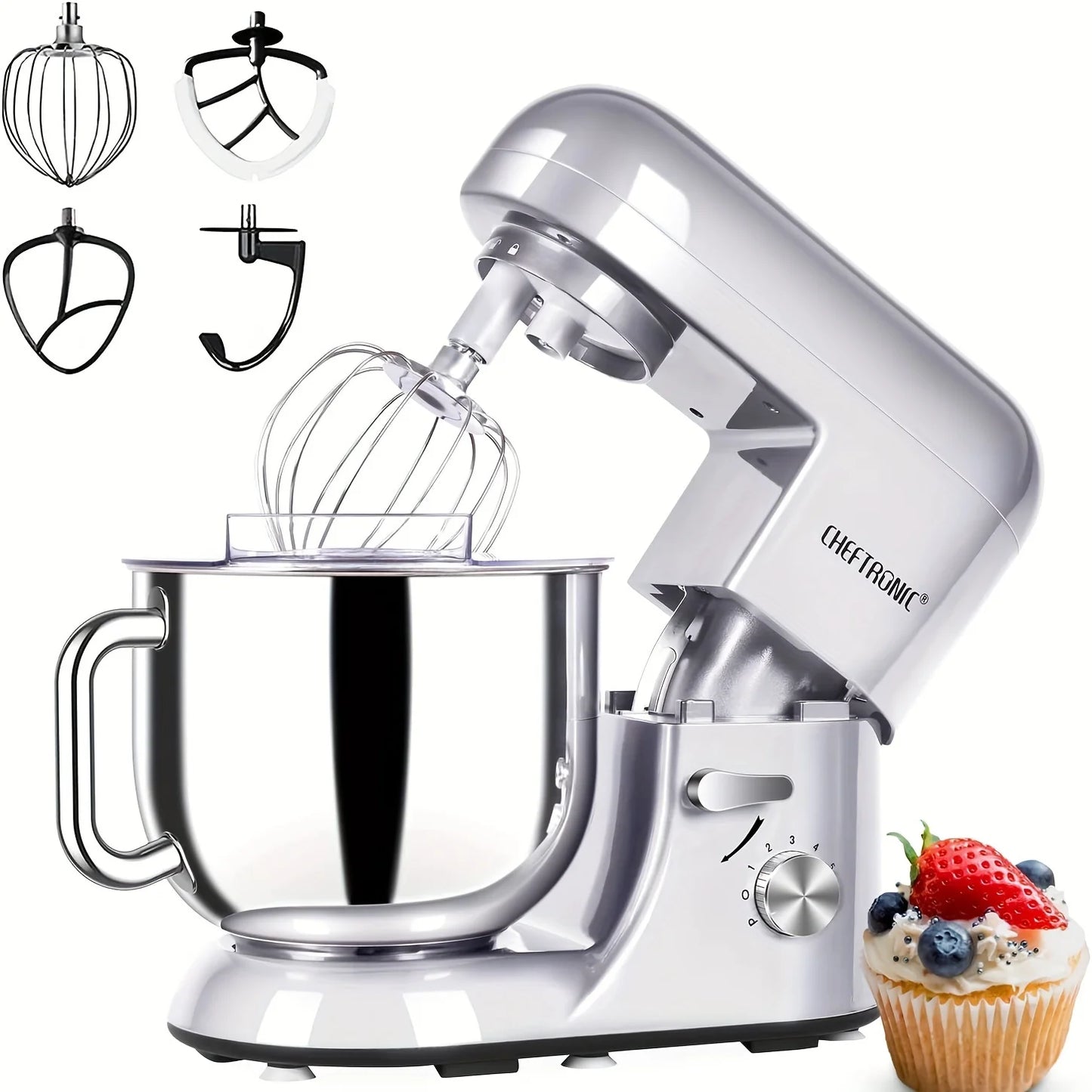 Cheftronic Stand Mixer With Tilt Head And Attachments