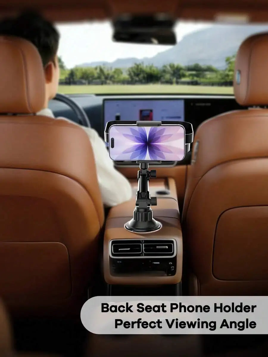 2-In-1 Universal Car Cup Holder Expander With Phone Holder, Adjustable Height And Angle, 360° Rotatable, Non-Slip Design