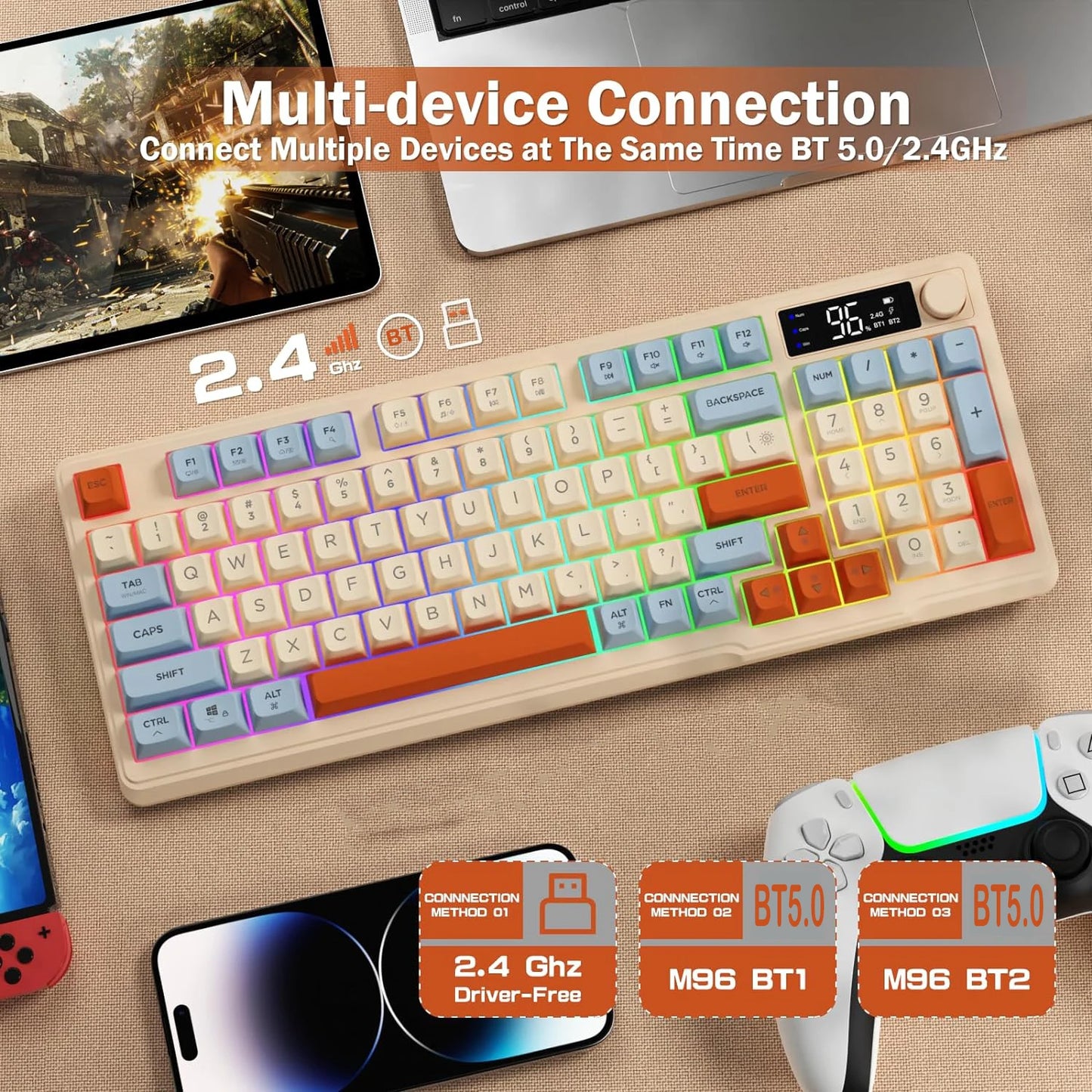 ZIYOU LANG Wireless Gaming Keyboard With Display And Knob