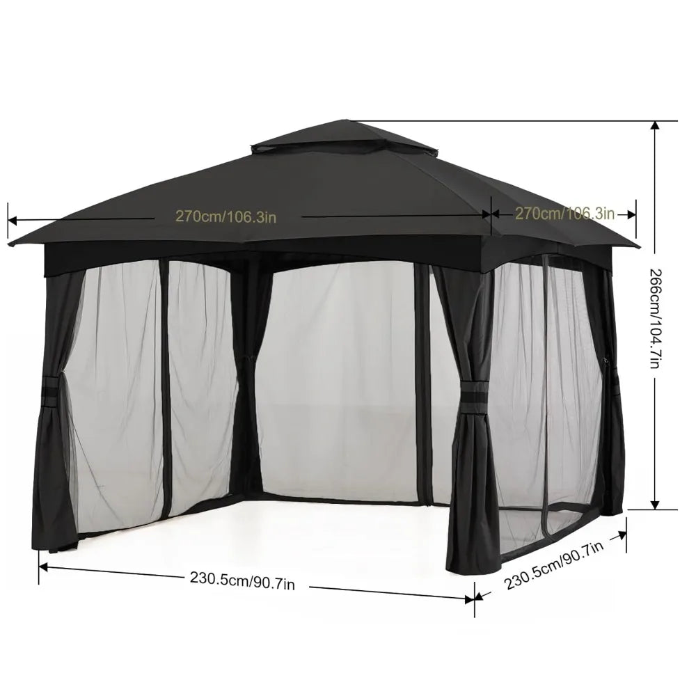 Outdoor Patio Gazebo for Garden with Upgrade Steel Frame and Netting Walls (8x8,Gray), Customized