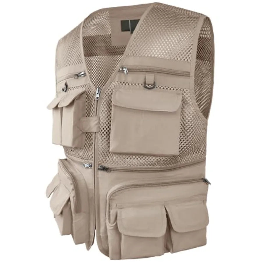 Versatile Men's Summer Vest for Fishing, Travel, Outdoor Work, Safari and Photography with Multiple Pockets