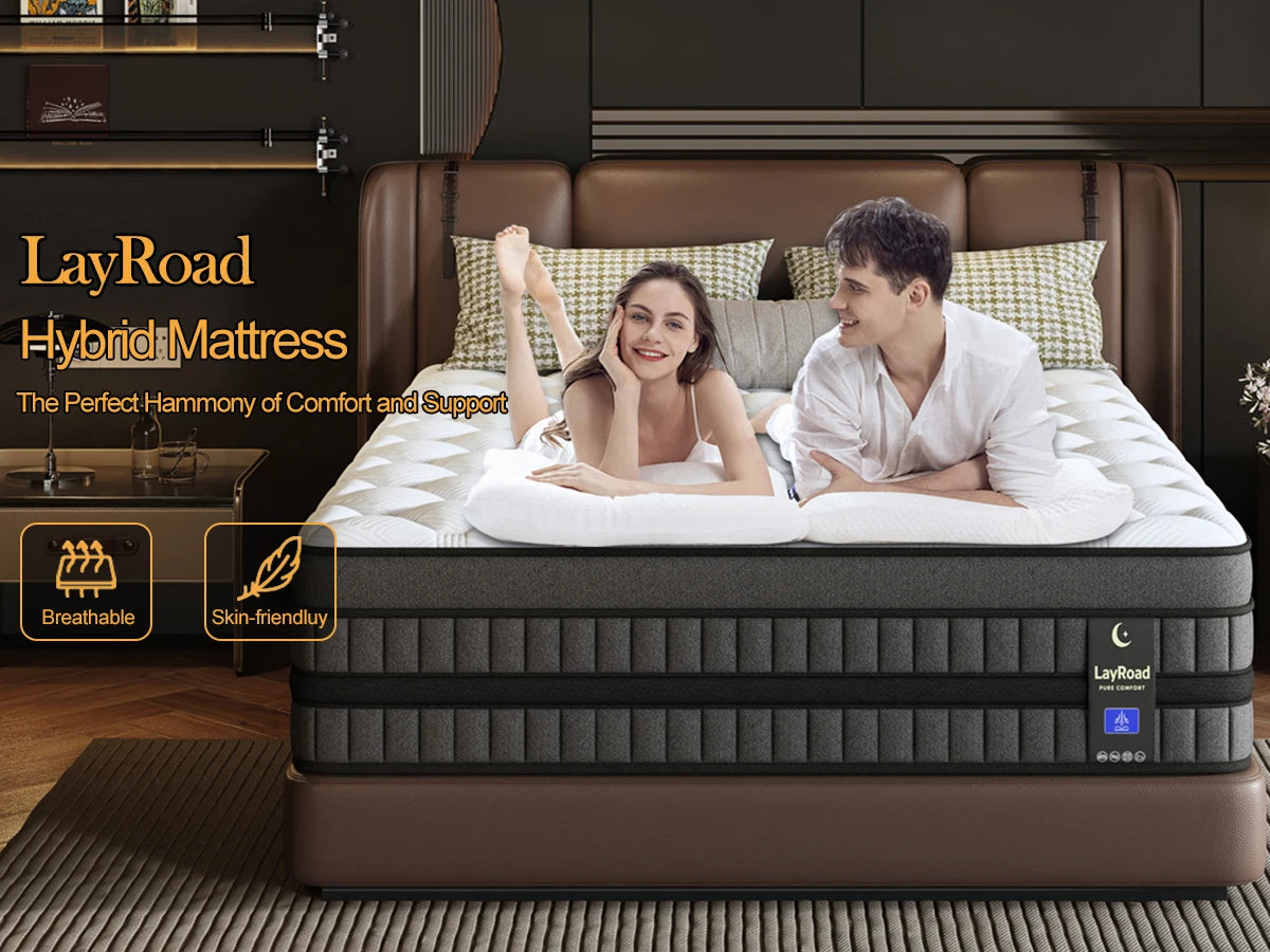 Full-Size Hybrid Mattress 12/14-Inch Medium Firm Gel Memory Foam with Pocketed Springs Boxed - Comfortable Mattress