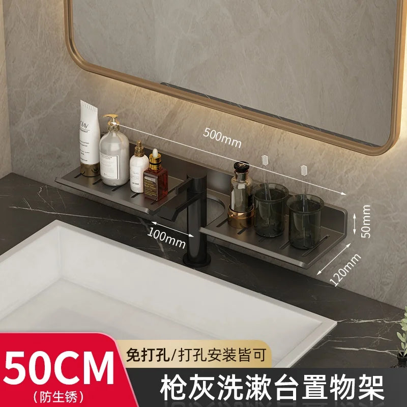 ‌Wall-Mounted Washing Machine Shelf - No Drill Bathroom Organizer for Laundry Detergent & Toiletries Hanging Cabinet with Drawer