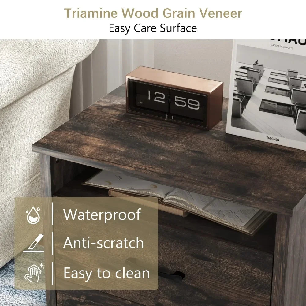Modern Farmhouse Nightstand Set of 2 Rustic End Tables