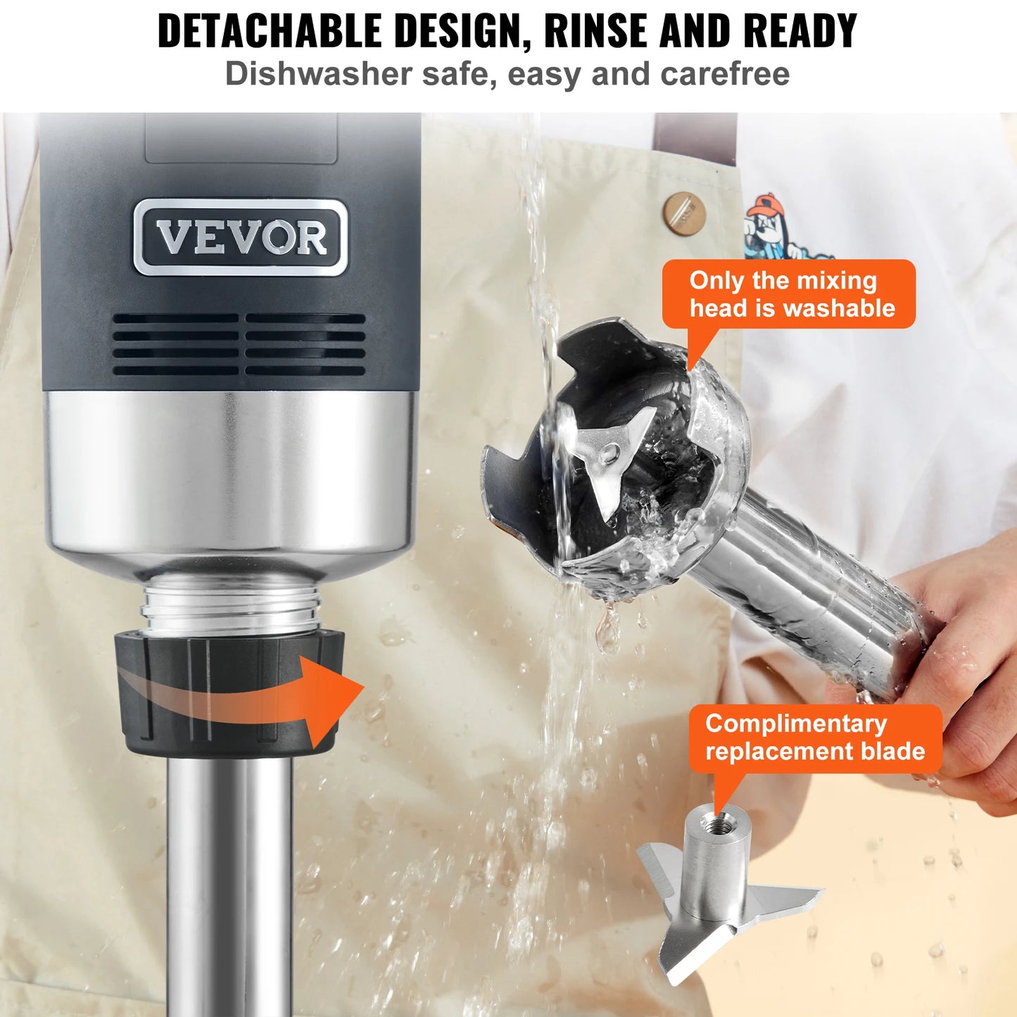 SucceBuy 16" Commercial Immersion Blender Heavy Duty Hand Mixer Multi-Purpose Portable Mixer for Soup Smoothie Puree Baby Food