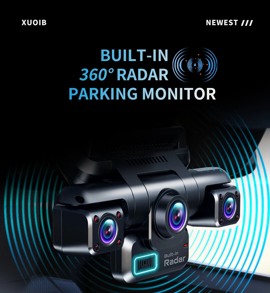 XUOIB 4CH GPS Dash Cam I9pro-wb Front 4K/2K+3*1080P for Car 360 DVR Camera 24H Parking Mode WiFi Video Recorder IR Night Vision