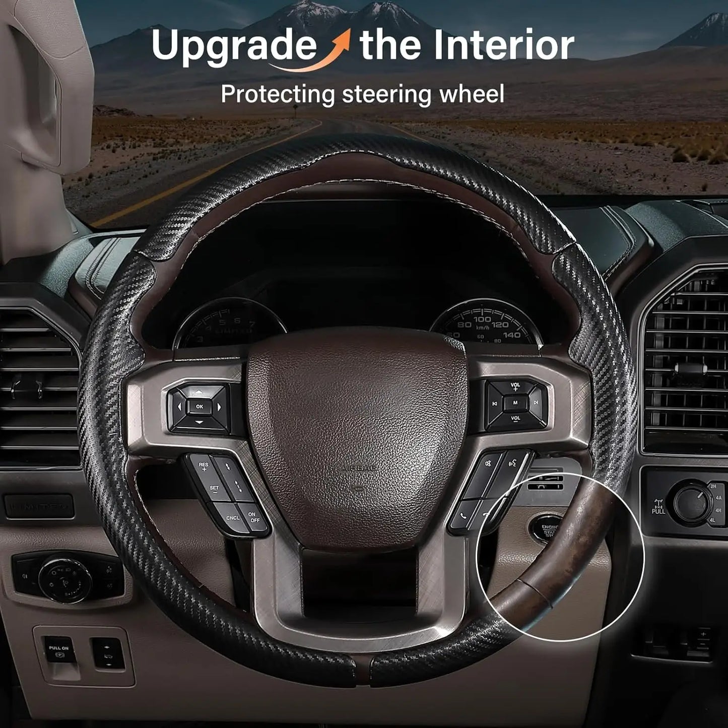 Custom-fit Steering Wheel Cover for Ford Trucks & SUVs, Anti-skid & Easy Install, Protects and Enhances Grip