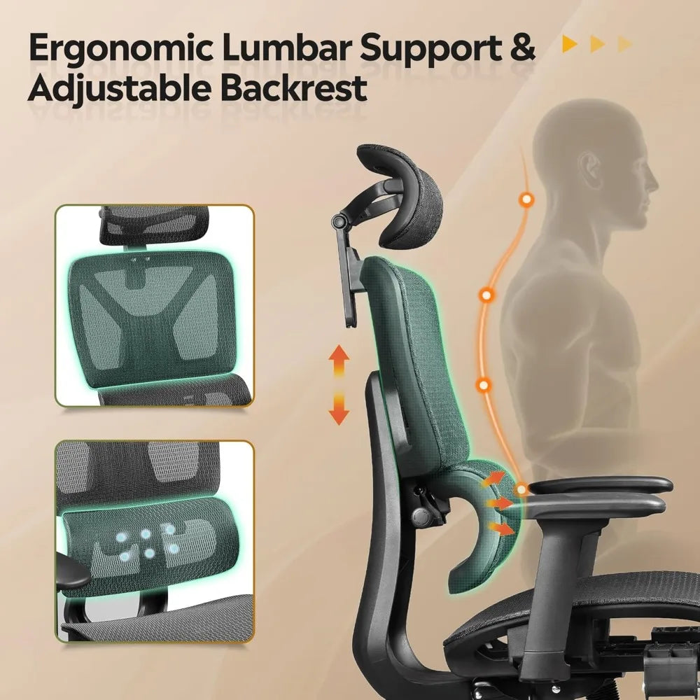 Ergonomic Mesh Office Chair With Footrest And High Back
