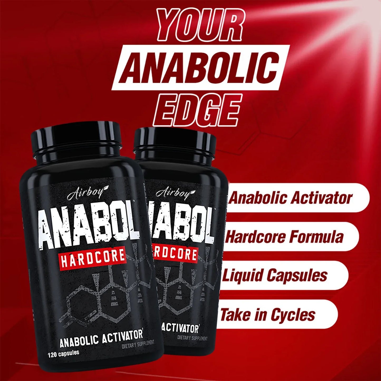ANABOLIC - Muscle Growth Supplements for Men To Build Lean, Dense, High - 120 Capsules